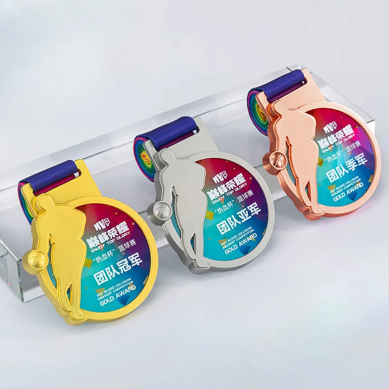 Customization Metal Crystal Medal, Gold, Silver, Copper, Sports Competition Souvenirs Awards, Hanging Around the Neck Decor, 1Pc