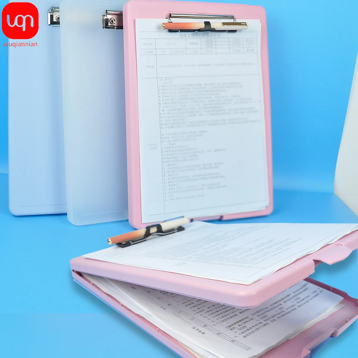 Flat File Folder file folder with Document Clip 2-in-1 Test Paper A4 Documents Organizer with Stickers Waterproof File Folder for Office