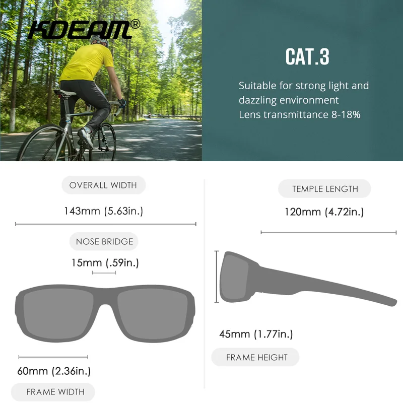 KDEAM Performance Polarized Sunglasses For Men Printing Pattern Designing Frame Glasses Transmittance Cat.3 Men's Sports Goggles