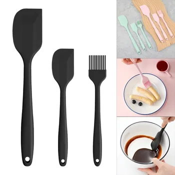 3Pcs/Set Silicone Spatula Set Non-stick Spatula Cakes Bread Slices Jam Application Kitchen Cooking Baking Mixing Baking Tools