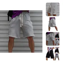 

Chic Short Pants Drawstring Streetwear Side Button Decor Men Shorts Summer Shorts Men Shorts