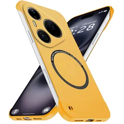 Strong Magnetic Wireless Charging Shell - Lightweight PC Bumper Protector Cover for HUAWEI Pura 90 Pro Max (Yellow)