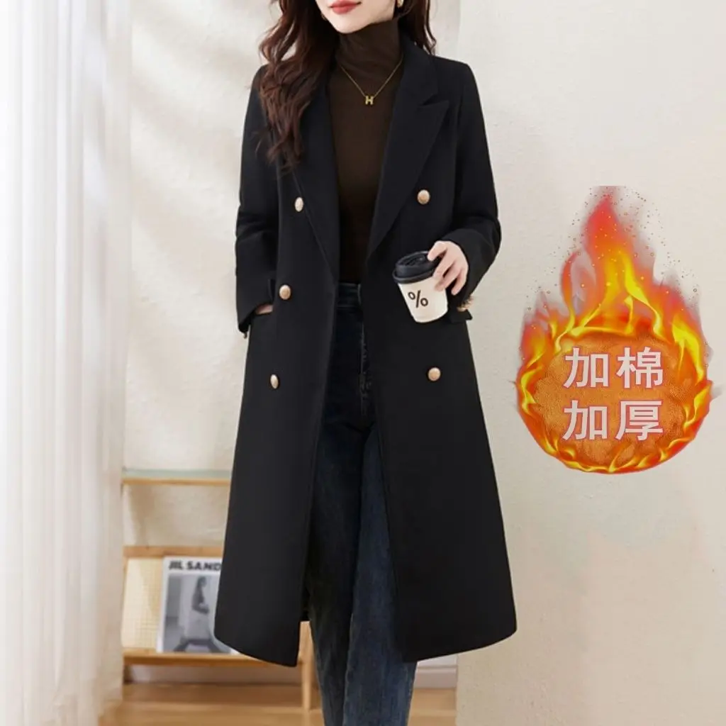 معطف صوفي أحمر 2025 خريف شتاء موضة جديدة معاطف صوف...