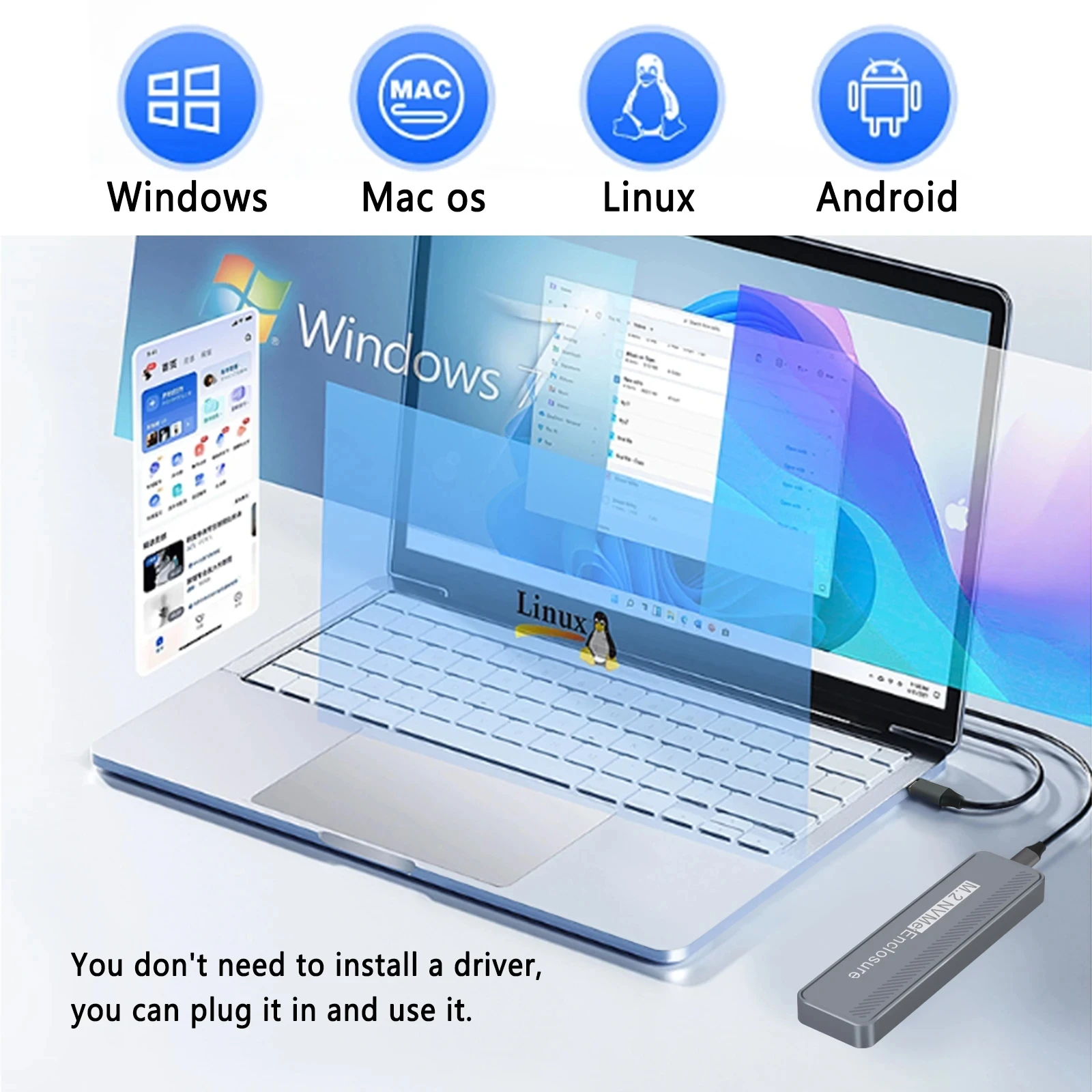 External Hard Drive Case Ssd Enclosure Hard Drive Adapter Ssd Adapter External Hard Drive Box Hard Disk Case Hard Drive Enclosure Hdd Case Enclosure M.2 NVMe SSD Enclosure for Macbook PC