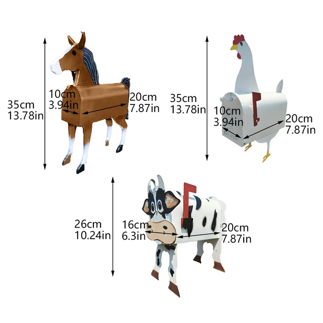 Nagy Kapacitású Lakberendezési Ajándék Újrafelhasználható Postaláda Vasművészet Kívül A Kerti Farm Posta Felszerelve, Könnyen Telepíthető Vízálló Állat Alakja - Image 6