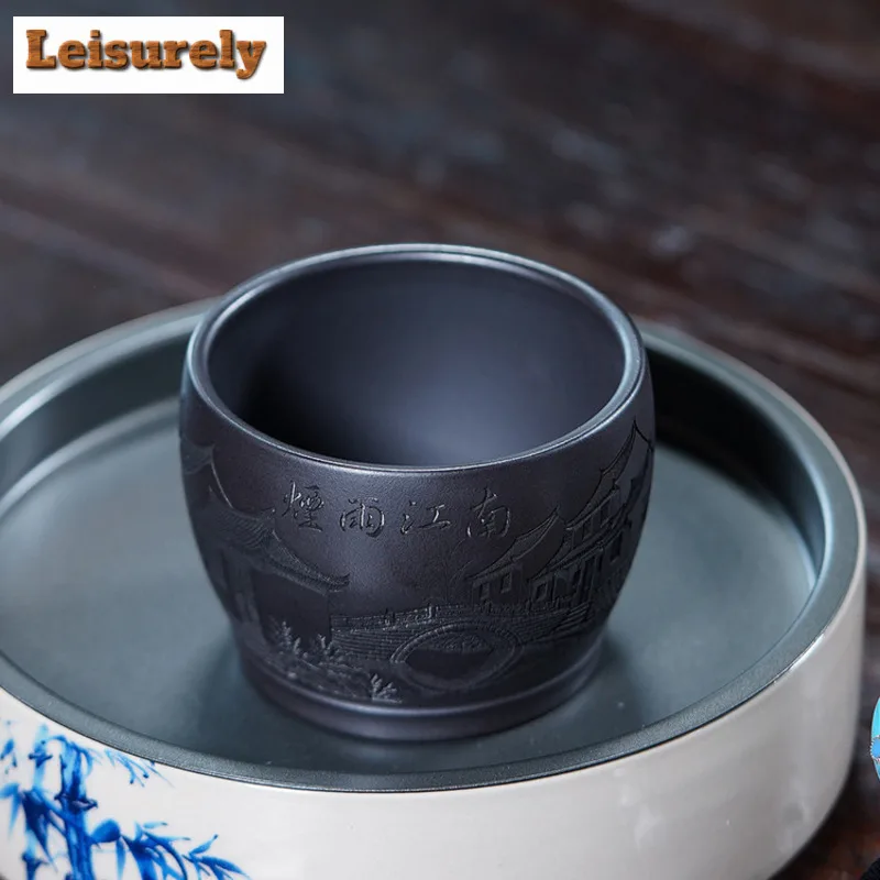 170ml Yixing Zisha Jiangnan Rain Teacup Traditional Tea Bowl Sample Tea Cup Tea-tasting Personal Cup Jianzhan Master Cups Craft