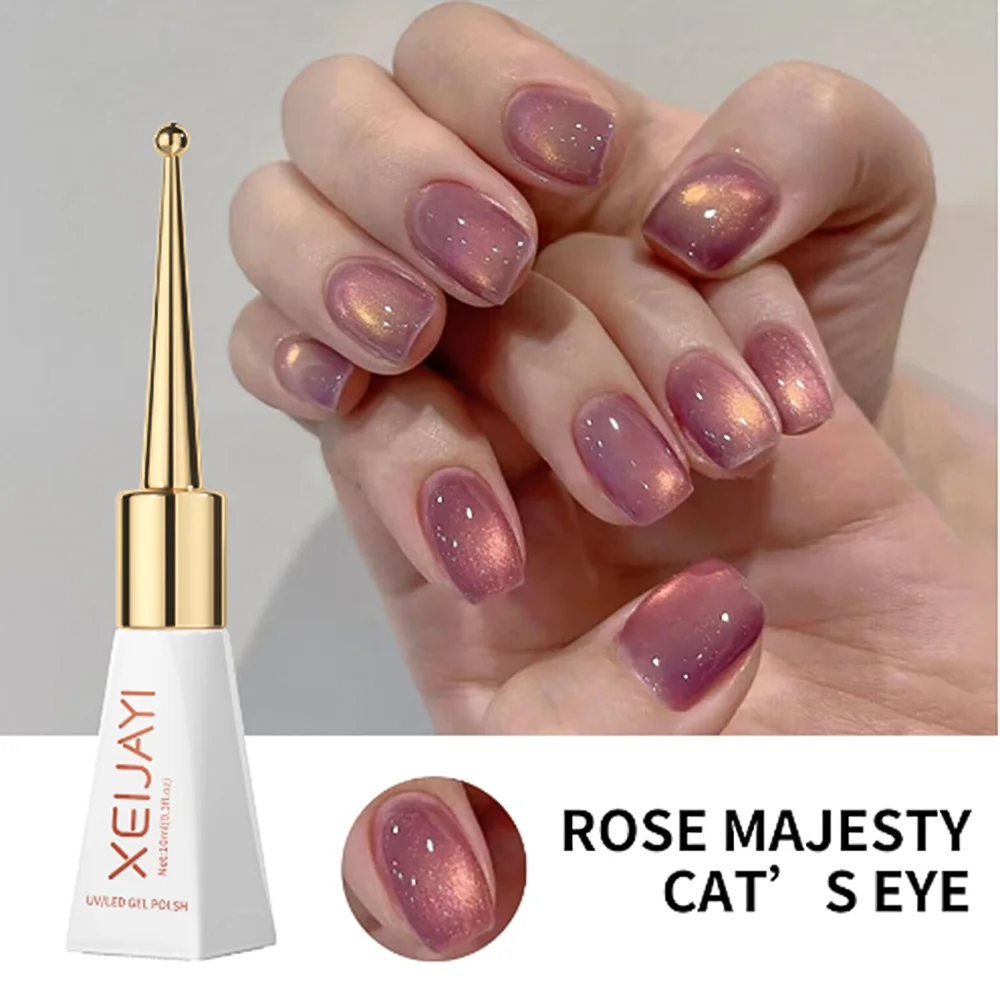 10ml 플라밍고 레드 마그네틱 고양이 눈 젤 보석 반짝이 고양이 눈 젤 폴란드어 반영구적 UV LED Cateye 네일 광택 매니큐어 GY