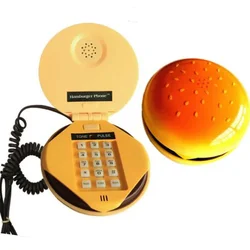 Cool Emulational Hamburger Cheeseburger Burger Design Corded Phone Cord Line Wire Telephone Table Desk Telephone Funny Gadgets