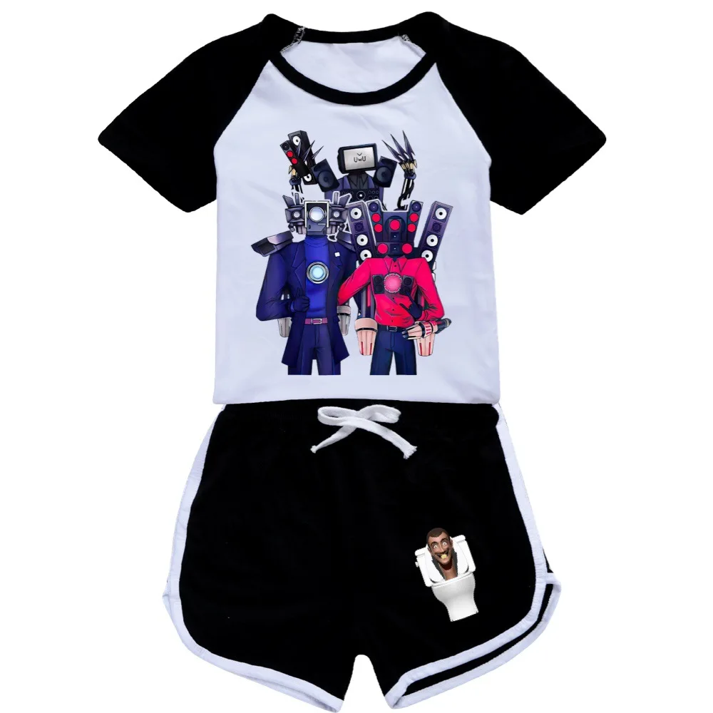Casual Baby Kids Tute Sportive Abbigliamento Skibidi Toilette Set Di Vestiti Per Ragazzi Costumi T-Shirt In Cotone + Pantaloncini 2 Pezzi Set Vestiti 