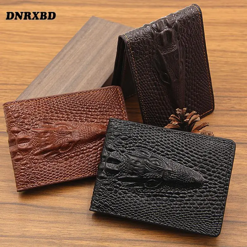 

New Slim Men's card bag Leather Wallet driving licence Thin Wallet alligator Crocodile bank card Short Wallet Credit Card Holder