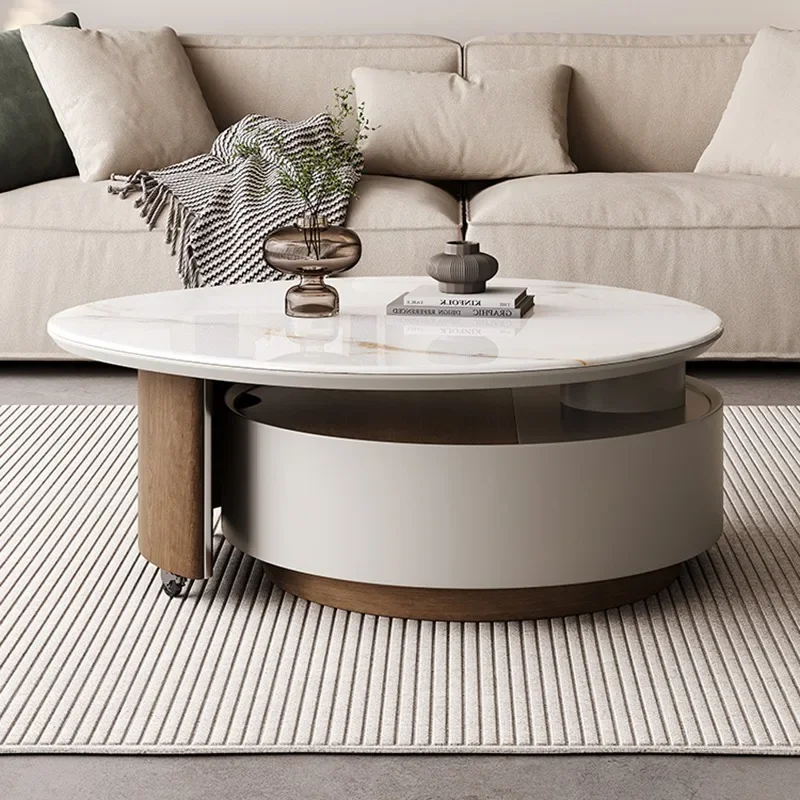 Rotatable Round Coffee Sofa Table Luxury Living Room Sofa Living Room Table Bedroom Desks Designer De Salon Kotatsu