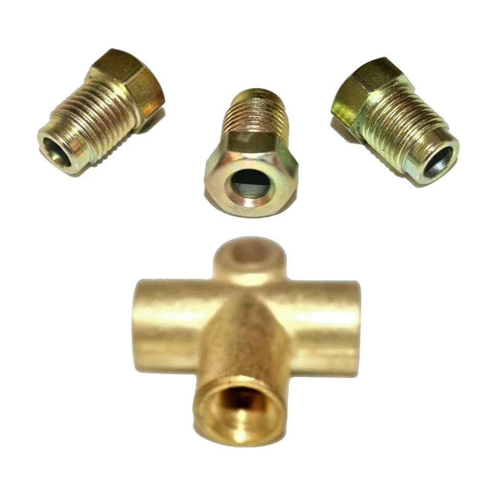 Aazon.co: Brake Line Tee, 3 Way T Shape Brake Tee With 3 Ale Nuts Short Union 10 3/16in Pipe - View #6