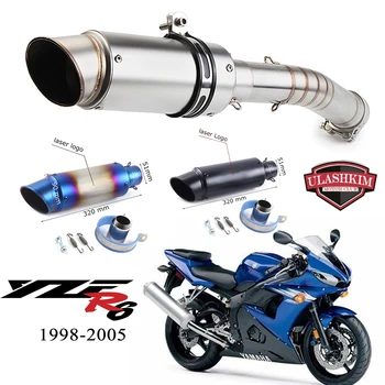 Motorcycle Exhaust Slip On For YAMAHA YZF-R6 1998-2005 51mm Link Pipe System Muffler Front Header Pipe R6 Exhaust