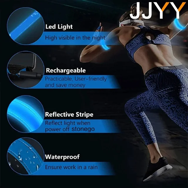 JJYY 1PC Outdoor Sports Night Running Armband LED Light USB Rechargeable Safety Belt Arm Leg Warning Wristband Cycling Bike Bic 3