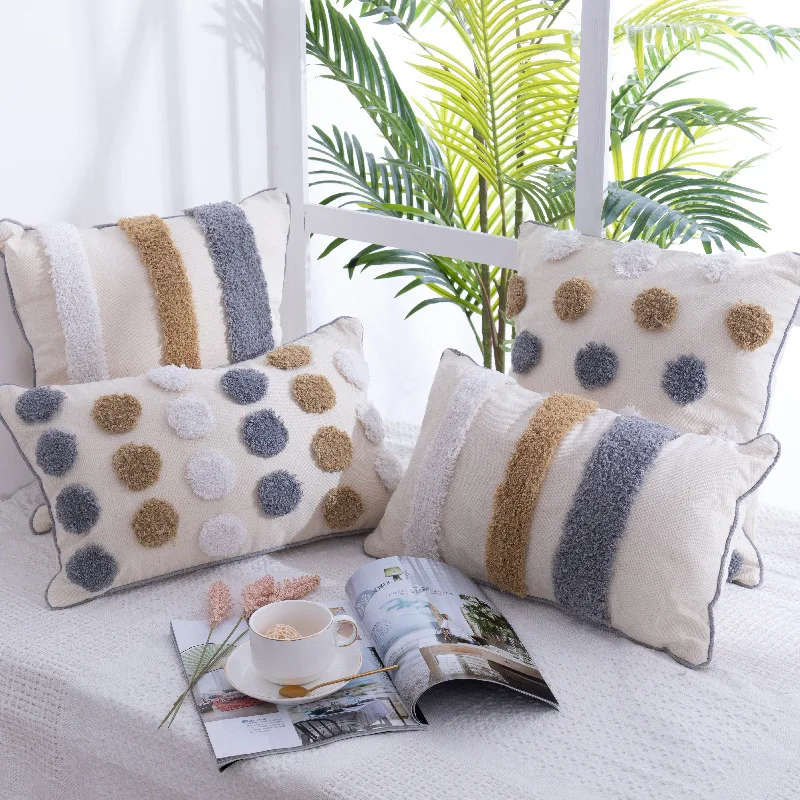 

Cushion Cover Plush Cotton Linen Pillowcase, Warm Tassel Home Decoration, Suitable for Multiple Scenarios, Car, Living Room