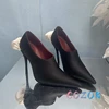 Sexy Black Pointed Toe Flower Decoration High Heels Summer Women's Large Size Dress Shoes Formal Lady Banquet Shoes 4