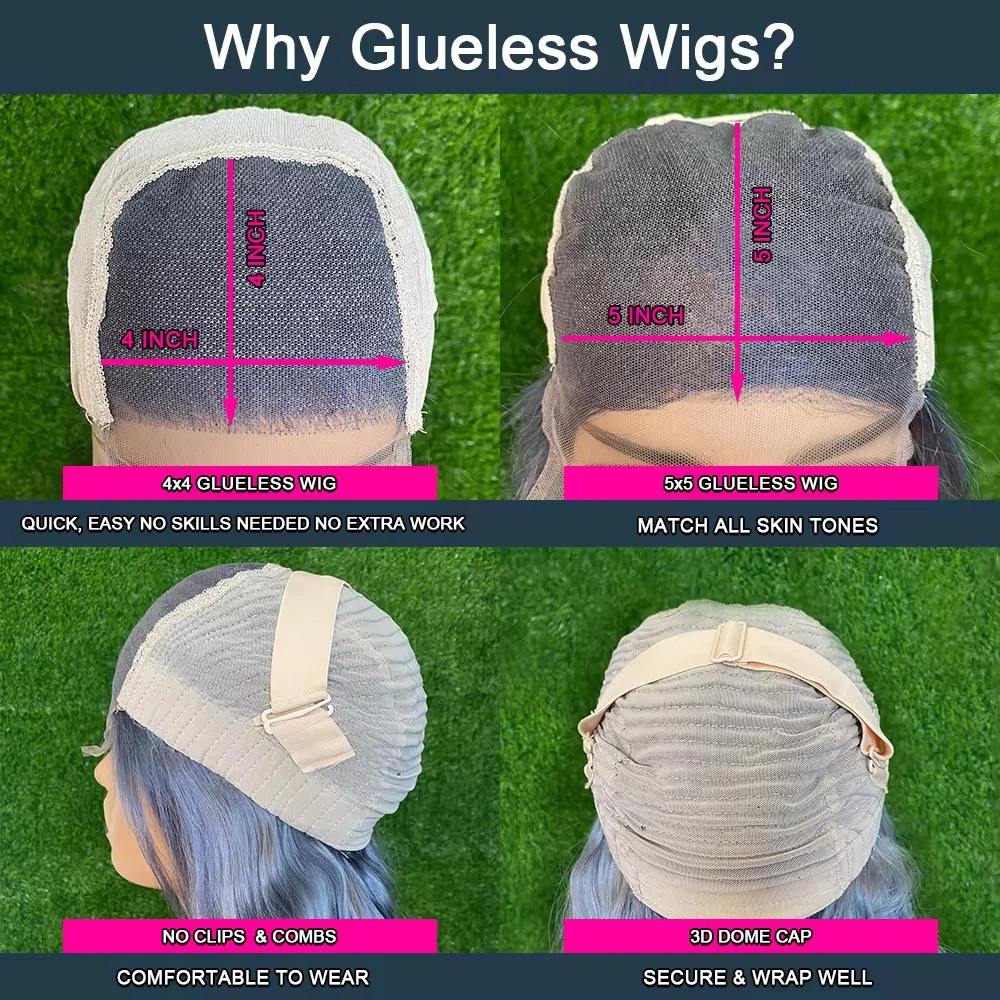 Wear Go Glueless Parrucca 13x4 13x6 HD Parrucca Frontale Del Merletto Brasiliano Dell'onda Del Corpo Grigio Argento Anteriore Del Merletto Parrucche di Capelli Umani Colorate Per Le Donne - immagine 6