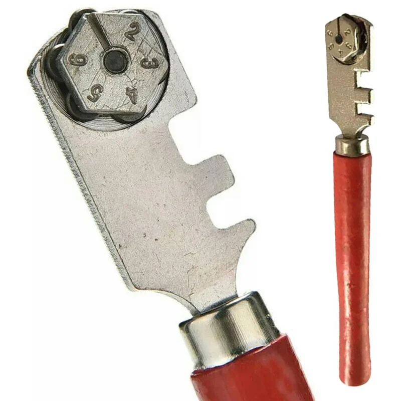Glass Cutter Diamond Cutter Head Multifunctional Six-Wheel Glass Cutter Head 130mm Hand-Held Tile cutting Tools Portable 1pcs 4