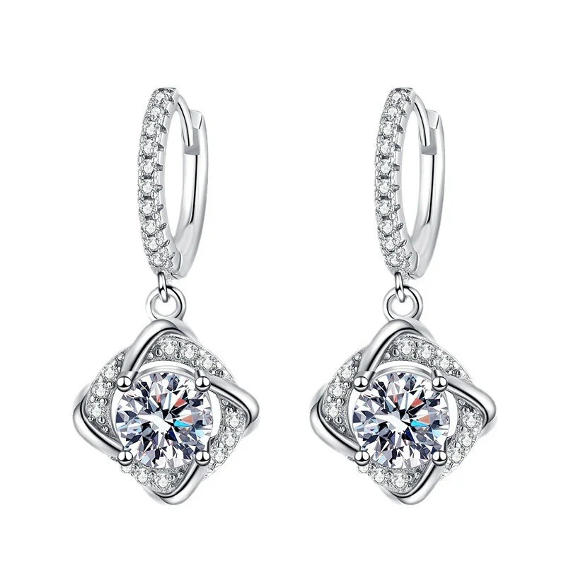 

ZFSILVER Fashion s925 Silver Moissanite Classic Exquisite Windmill Earrings For Charm Women Accessories Party Jewelry Gifts E111