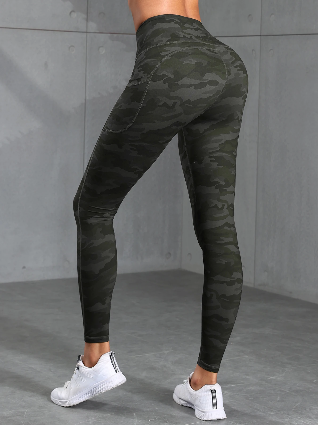 Camouflage Pockets Hight Waist Women Gym Leggings Casual Elastic Outdoors Pants High Street style Seam Workout Running Pants 6