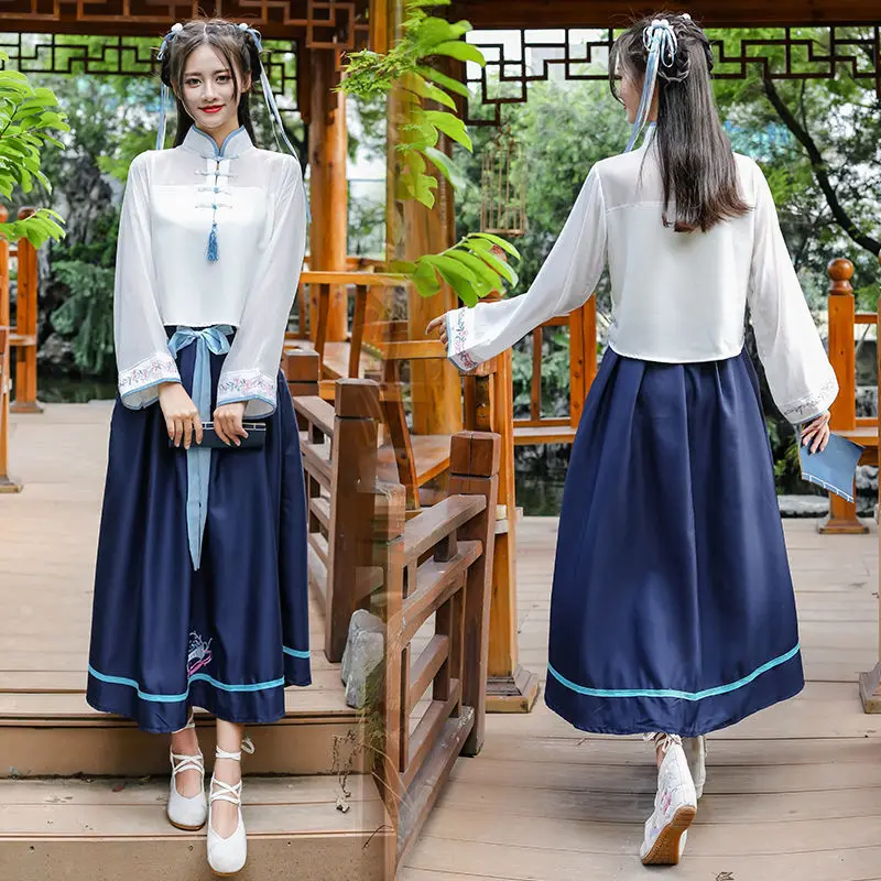 Women's clothing in the Han Dynasty in the Republic of China Female student class clothing Modern Han element waist skirt suit modern office furniture china 4 people office desk workstation office partitions table workstation