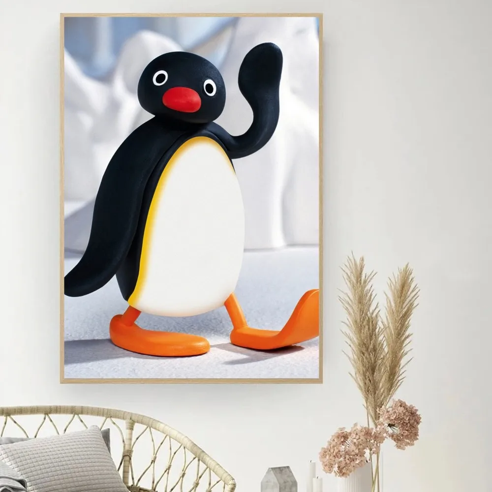 Cute P-Pingu Penguin Poster DIY Vintage Movie Poster Wall Art Painting Study Stickers Small Szie Wall Painting