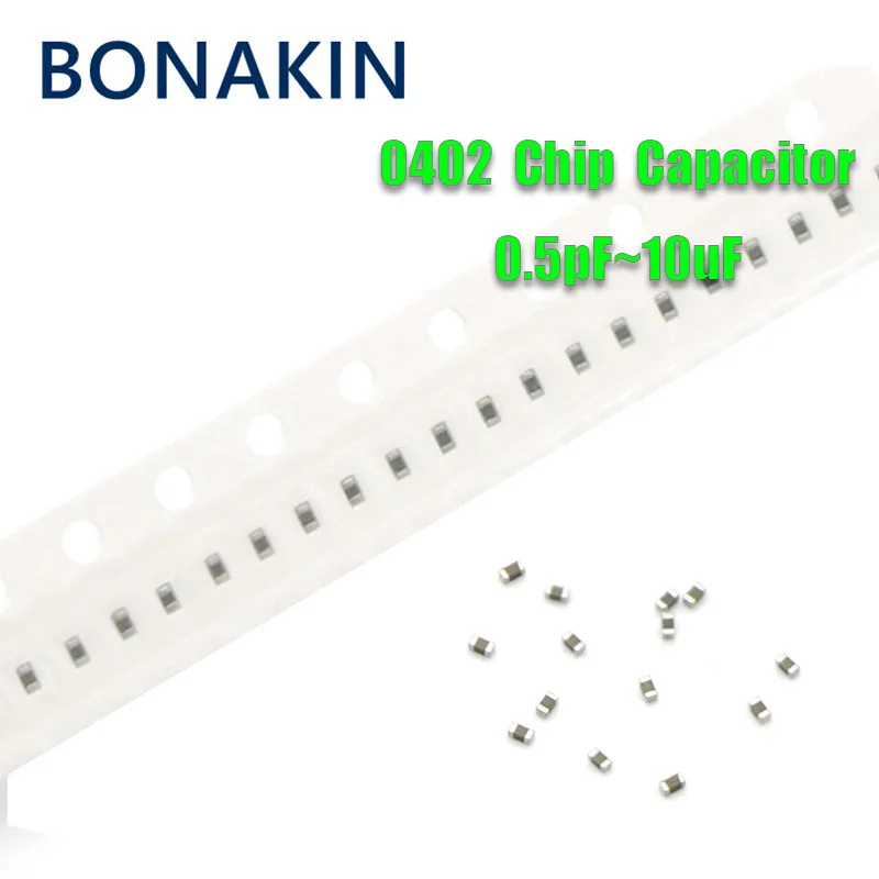 

100 шт., многослойный керамический конденсатор 0402 SMD Chip, 0,1 пФ-10 мкФ 10 пФ 2,2 ПФ 1 нФ 10 нФ 15 НФ 4,7 НФ мкФ 1 мкф мкФ