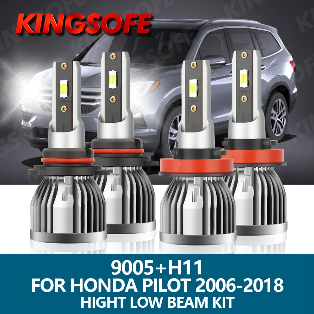 

KINGSOFE 4Pcs 26000Lm Bright Car Bulbs 9005 H11 LED Headlight Auto Headlamp 12V 24V Kit For Honda Pilot 2006-2018
