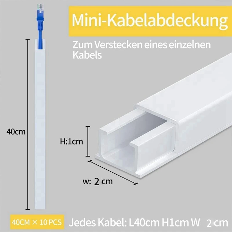 페인트 가능한 PVC 케이블 커버, 전기 케이블 트렁킹, 4M, 10PCs, L40cm