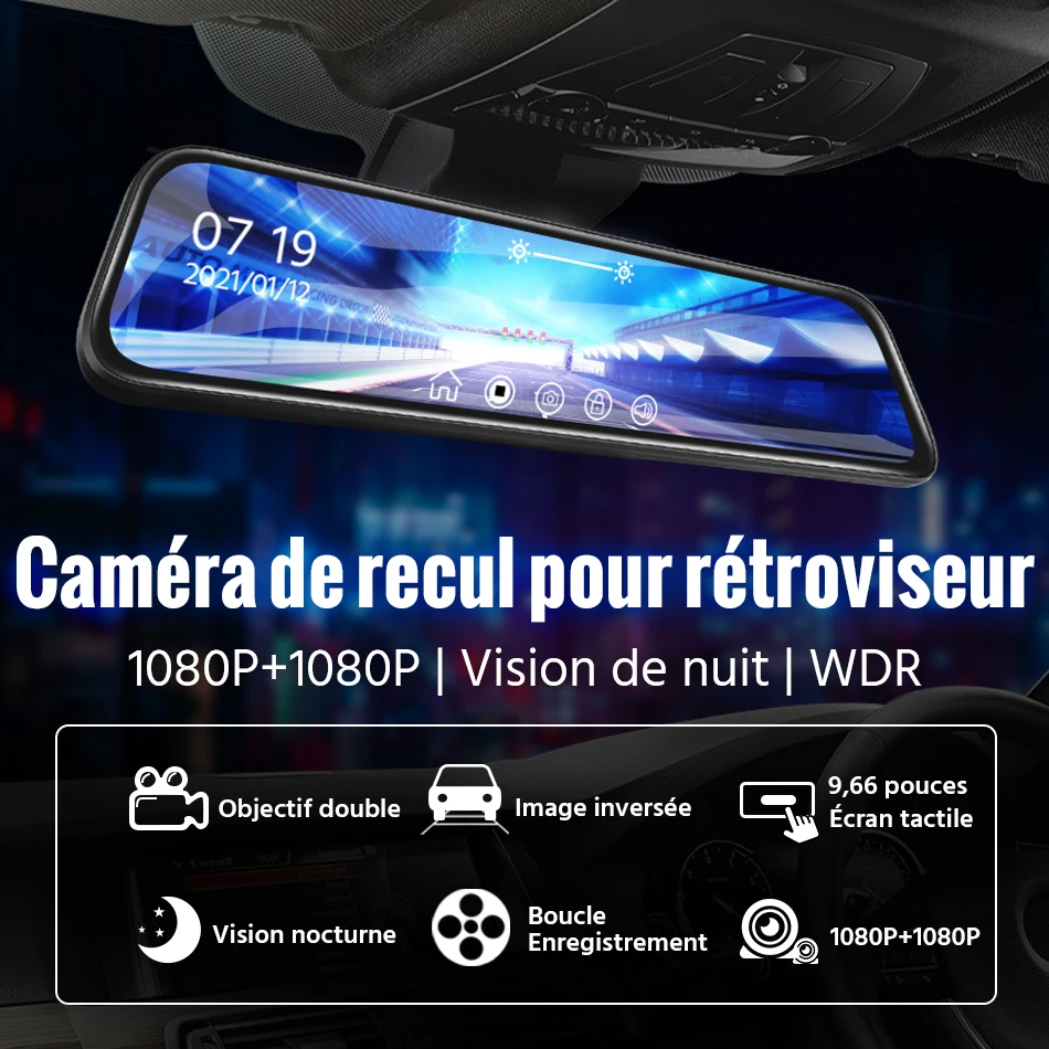 Caméra de Recul Véhicule 1080P avec DVR 9 Pouces Moniteurs 4 écrans Dvisés,  4 Caméras AHD