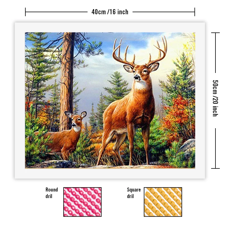 Diamond painting 5D diamond painting deer full square round drill diamond embroidery animal mosaic cross stitch handmade gift