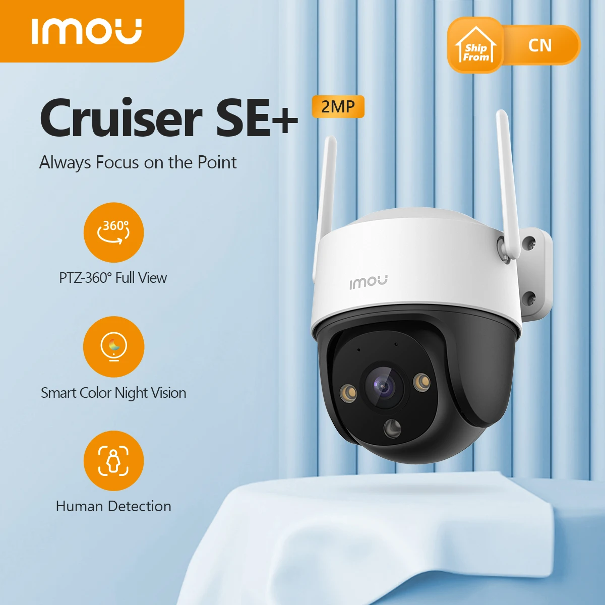 IMOU Cruiser SE+ 1080P Outdoor Wi-Fi Camera Night Vision IP66 Weatherproof Camera 8X Digital Zoom AI Human Detection Monitor