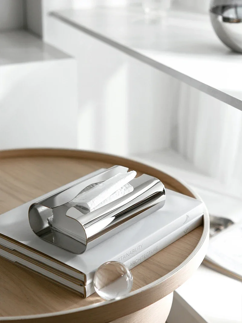 Nordic Minimalist Tissue Box Stainless Steel Luxury Tissue Case Silver Plated for Home Decoration Executive Offices Hotel 5