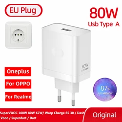 OnePlus Supervooc 80W Fast Charging USB Type A Power Adapter with Cable - 80w EU charger (Only charger)