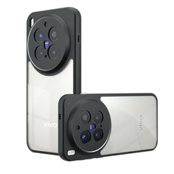 Shockproof Armor Phone Case with Matte Bumper and Transparent Clear Design for Vivo X300 (Clear Transparent)