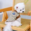 Vintage Small Vest Pet Clothes Dog Cat Anti-hair Loss Summer Sleeveless Coffee Striped Jumper 4