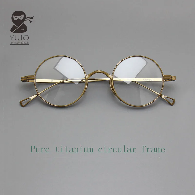 

Ultra light pure titanium circular eyeglass frame, saddle nose holder, metal prescription myopia reading anti blue light glasses