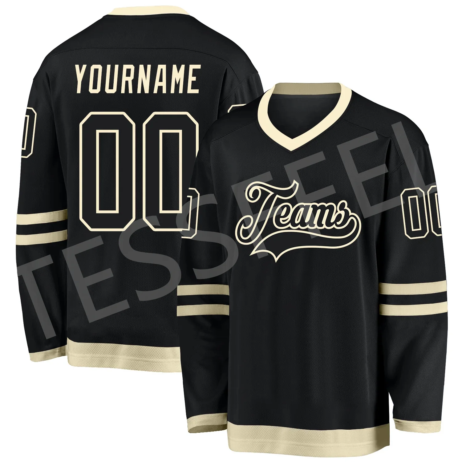 

Drop Shipping Custom Name Hockey Jersey Suits Team Logo Tracksuit V-Neck Long Sleeves Retro 3DPrint Pullover Harajuku Casual X5