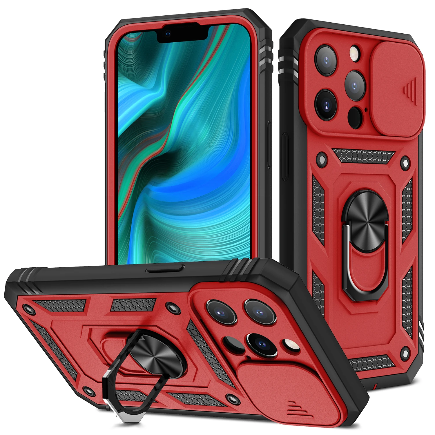 thumbnail image 1 of Slide Camera Case For iPhone 15 Pro Max 14 13 Pro 12 11 XS Max X 8 7 Plus Heavy Duty Build in 360 Degree Rotate Kickstand Covers, 1 of 5