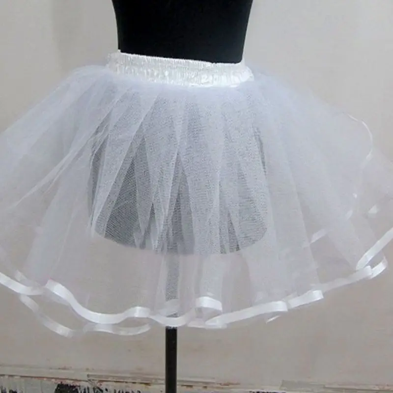 

Women Children White Hard Mesh Short Petticoat Double Layers Girl