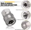 3/8 Inch Stainless Steel Quick Connector Pressure Washer Coupler Quick Connect Male and Female Quick Connector Thread  Fittings 5