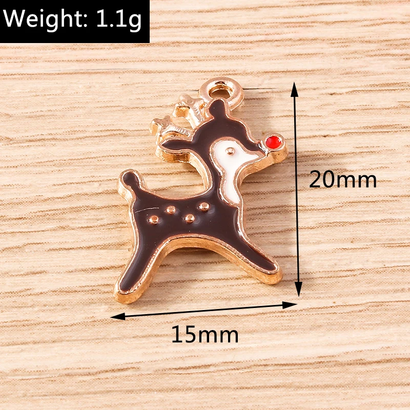 10 stücke Cartoon Emaille Weihnachten Hirsch Elch Geweih Charms Anhänger für Schmuck machen Neujahr Ohrringe Halsketten DIY Handwerk liefern – Detail 10
