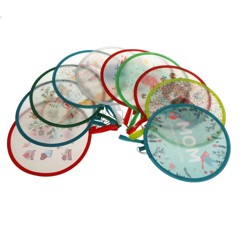 Portable Folding Fan 1Pc Portable Folding Fan With Handle Cartoon Mini Fan Women Summer Round Gifts Creative Party Gift