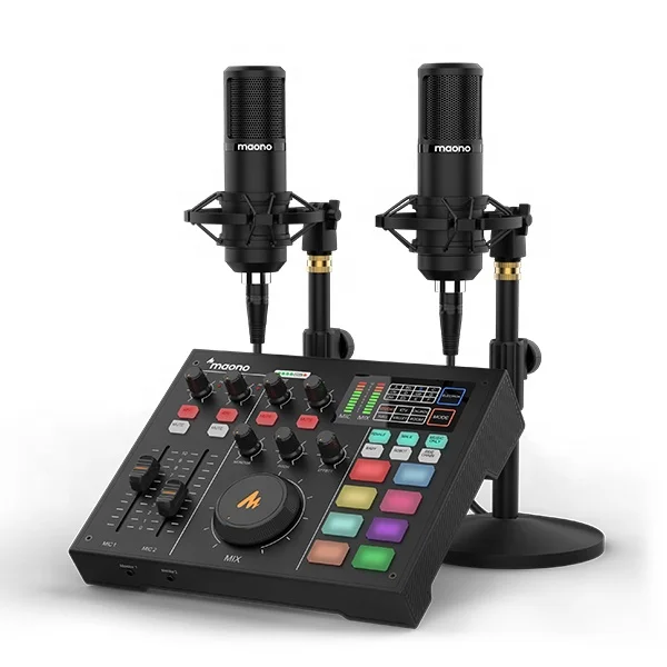 

MAONOCASTER AM100 k3 Sound Card Studio Recording Music Studio Equipment with Condenser Podcast Microphone for Double Live