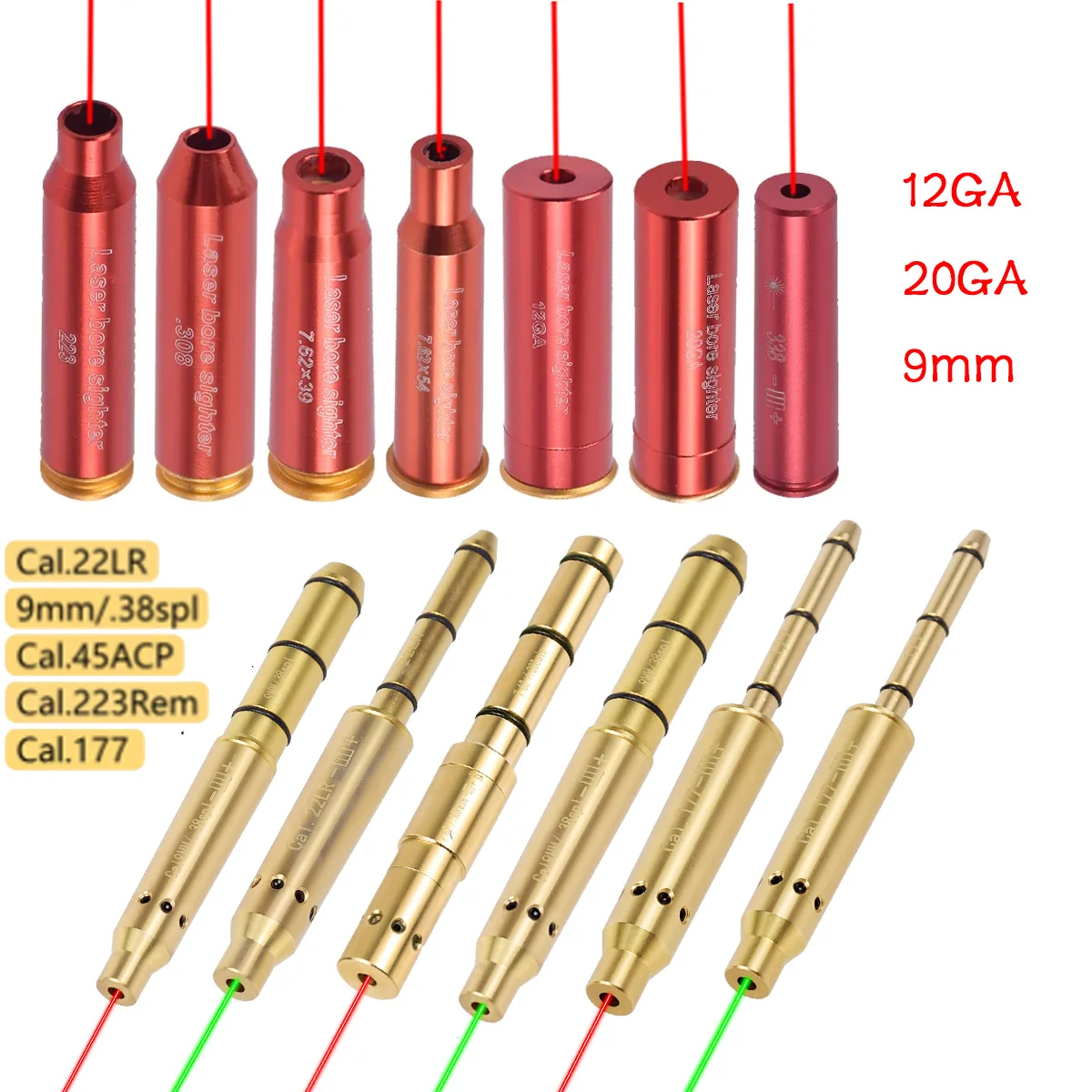 22 Magnum Mirino Laser Per Allineamento Canna .177/.22LR/.223Rem/.38SPL - Boresighter Per Fucili E Pistole Ottica Red Dot Per Allineamento