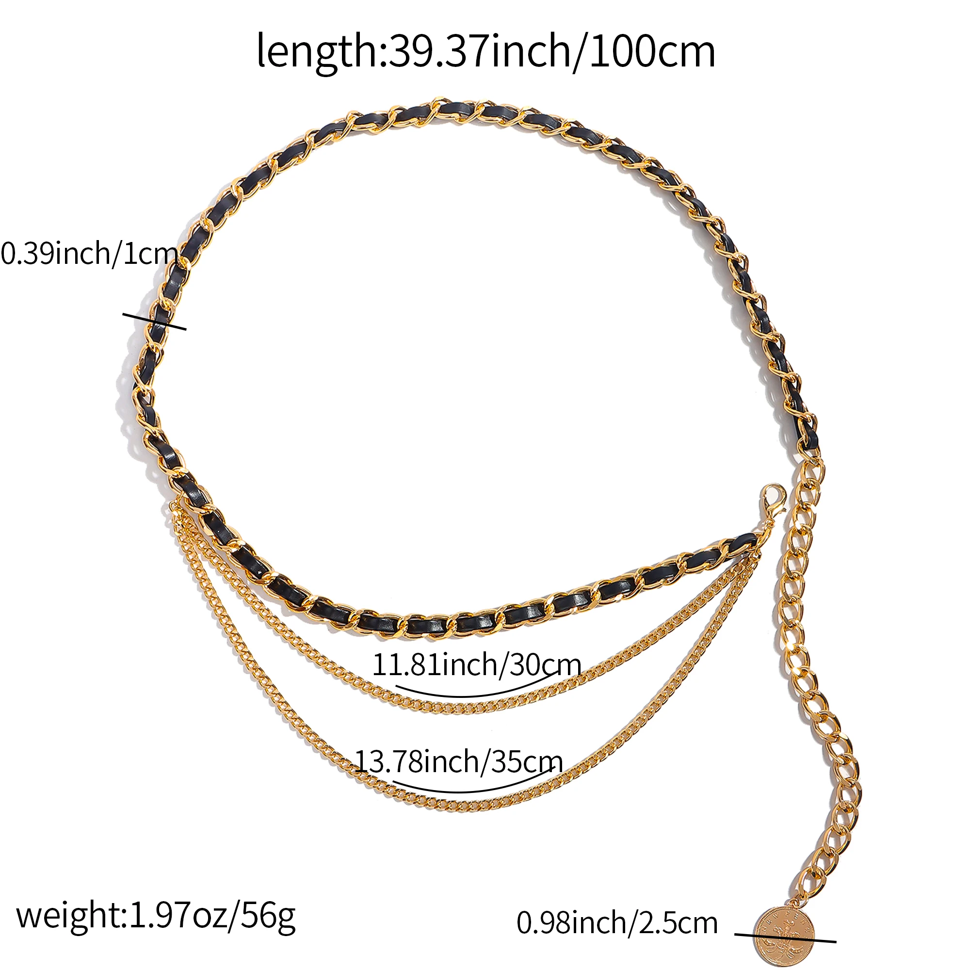 1pc Fashion Multi-Layer Metal Waist Chain for Women Versatile Dress Belt Accessory