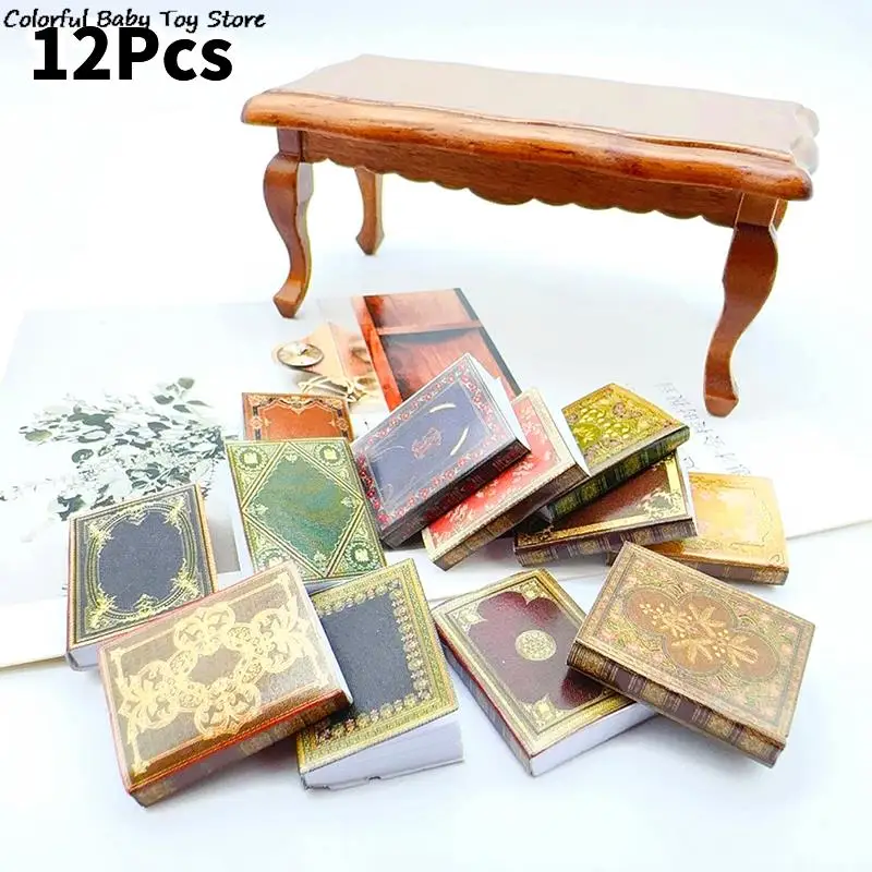 

1:12 12Pcs Dollhouse Miniature Book Model Notebook Pretend Play Doll House Decoration Accessories
