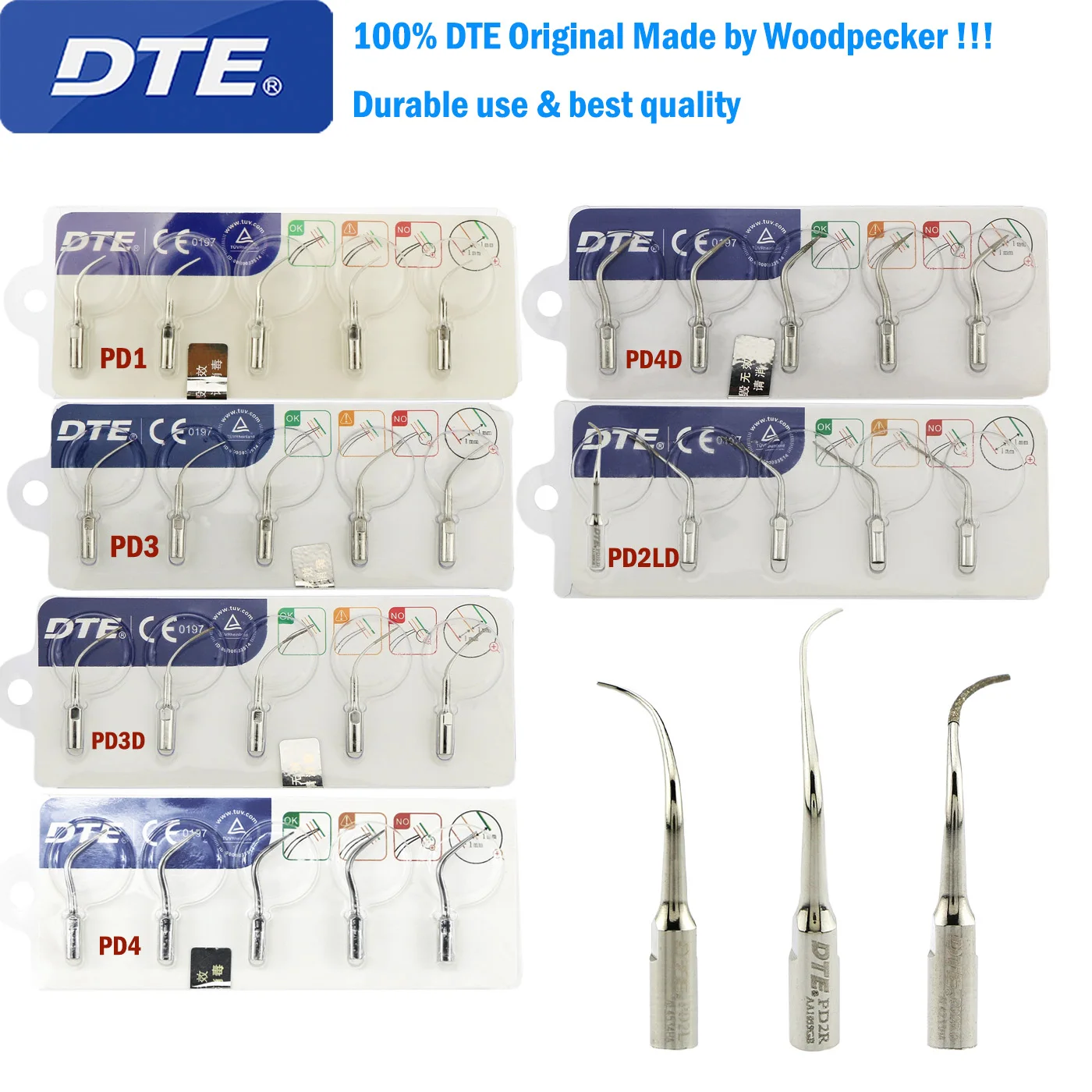 

5Pcs DTE Dental Tip Ultrasonic Scaler Tips Periodontics Endodontics PD1 PD3 PD3D PD4 PD4D PD2L PD2R PD2LD PD2RD Fit NSK SATELEC