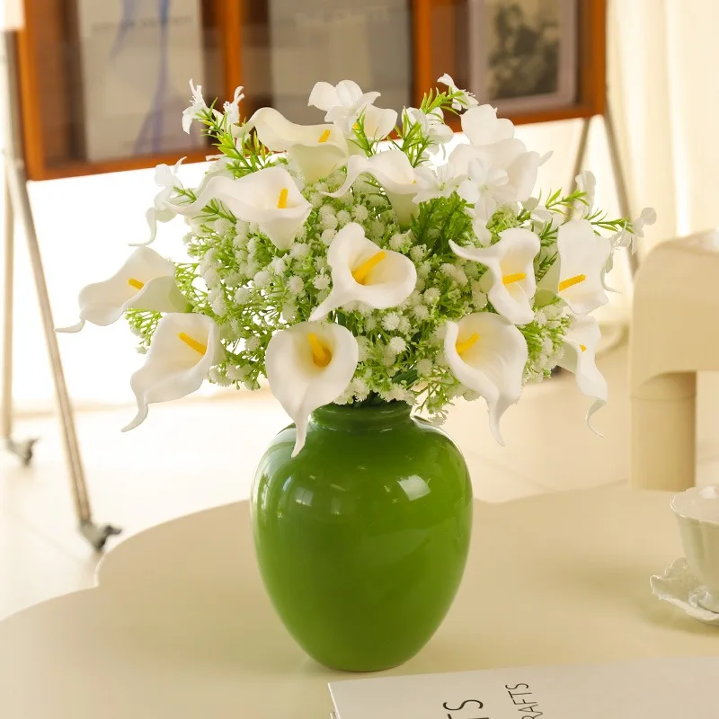 3/6Pcs Weiße Calla Lilie Künstliche Blumen Bouquet Gefälschte Blume Für Wohnkultur Partei Liefert Hochzeit Dekoration Vase zubehör – Detail 3