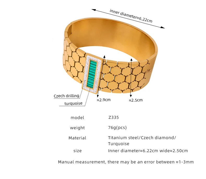 Amaiyllis 18 Karat Gold Mode cz Zirkon Waben muster Armband Schmuck Retro Palast Stil Damen Armband für Frauen Geschenk – Detail 3